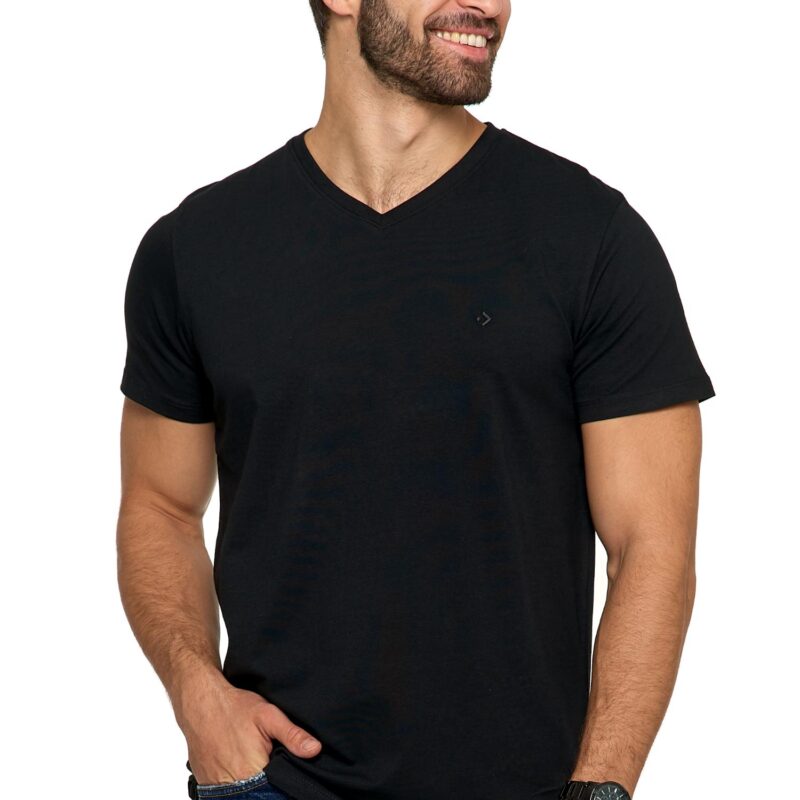 T-SHIRT MĘSKI MORAJ CZARNY BAWEŁNA CZESANA KRÓTKI RĘKAW