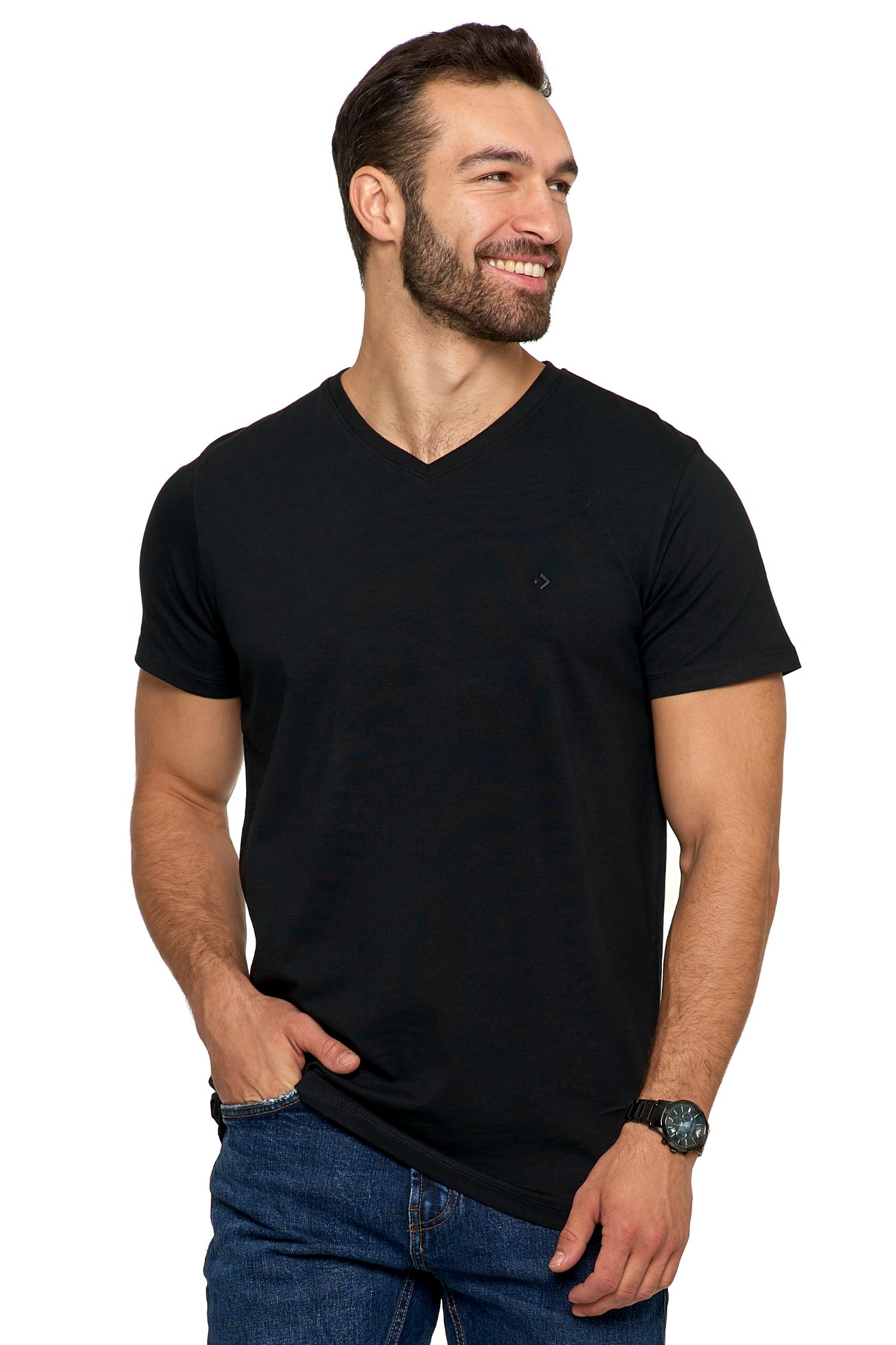 T-SHIRT MĘSKI MORAJ CZARNY BAWEŁNA CZESANA KRÓTKI RĘKAW