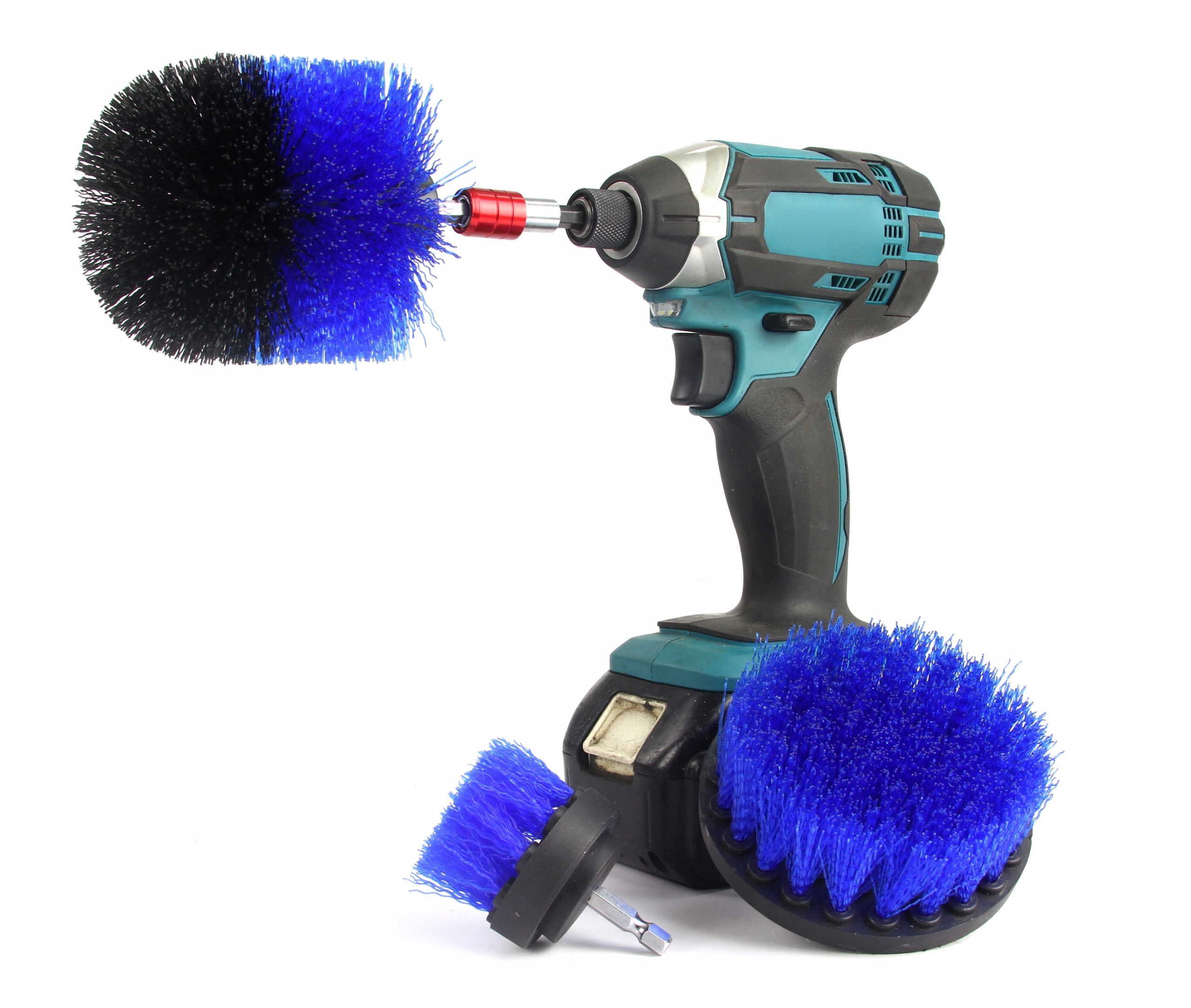 SZCZOTKI NYLONOWE NA WKRĘTARKĘ ZESTAW 3SZT DO CZYSZCZENIA TAPICERKI