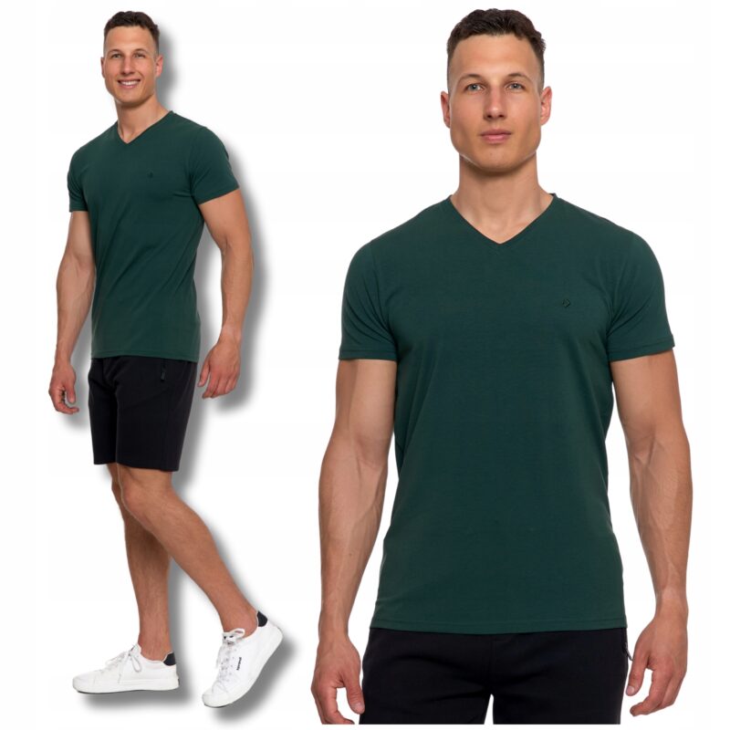 T-SHIRT MĘSKI MORAJ KHAKI BAWEŁNA CZESANA KRÓTKI RĘKAW KOSZULKA