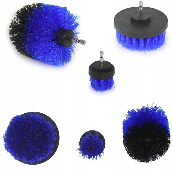 SZCZOTKI NYLONOWE NA WKRĘTARKĘ ZESTAW 3SZT DO CZYSZCZENIA TAPICERKI