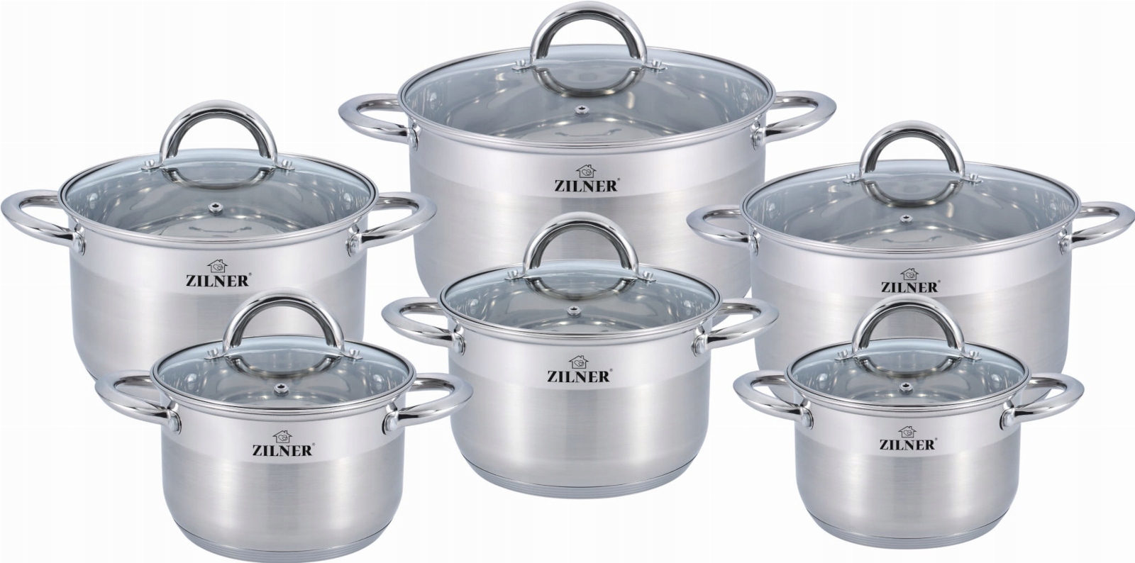 GARNKI STALOWE ZESTAW 12 ELEMENTÓW KOMPLET NA INDUKCJĘ GAZ KUCHNIĘ PREMIUM