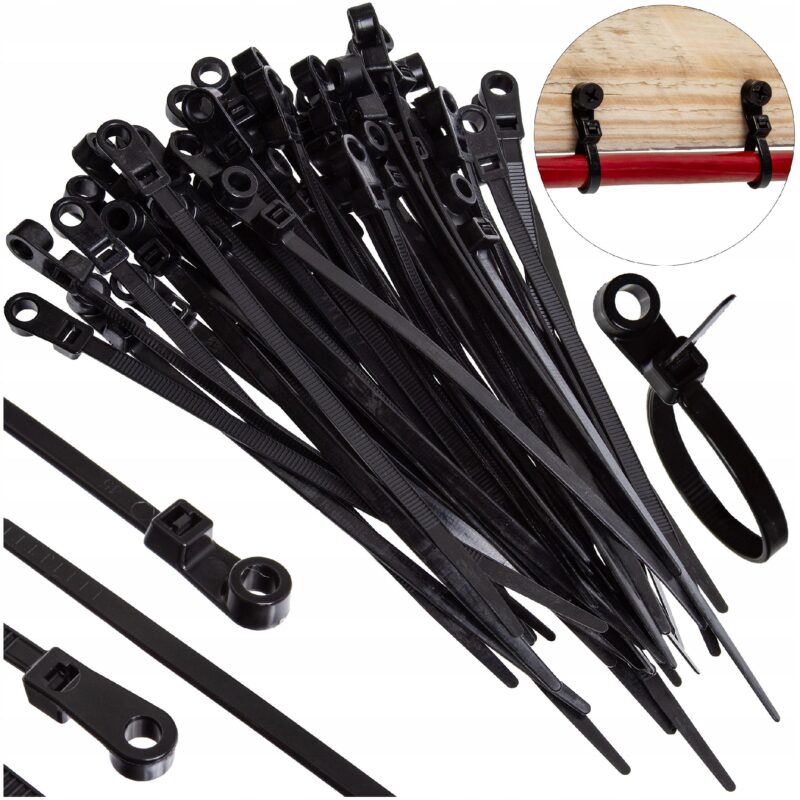 OPASKI KABLOWE ZACISKOWE 4,5x200MM 100 SZT NYLONOWE CZARNE TRYTYTKI UV