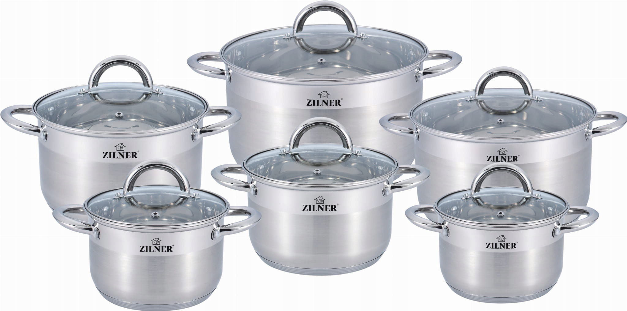 GARNKI STALOWE ZESTAW 12 ELEMENTÓW KOMPLET NA INDUKCJĘ GAZ KUCHNIĘ PREMIUM