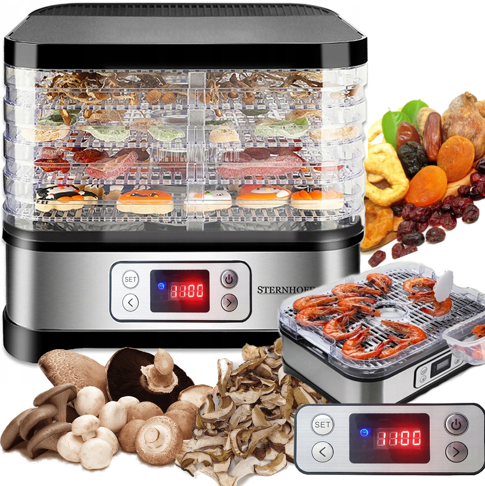 SUSZARKA DO GRZYBÓW OWOCÓW WARZYW SPOŻYWCZA 600W 5 SIT REGULACJA TEMPERATUR