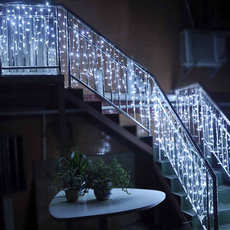 GRUBE SOPLE LAMPKI CHOINKOWE ZEWNĘTRZNE MOCNE KURTYNA ŚWIETLNA 500LED BIAŁY