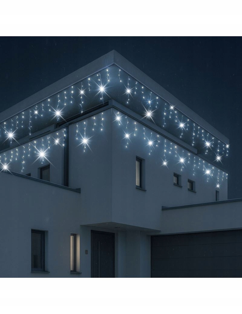 GRUBE SOPLE LAMPKI CHOINKOWE ZEWNĘTRZNE MOCNE KURTYNA ŚWIETLNA 500LED BIAŁY