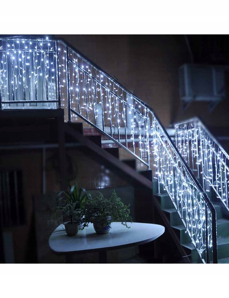 GRUBE SOPLE LAMPKI CHOINKOWE ZEWNĘTRZNE MOCNE KURTYNA ŚWIETLNA 500LED BIAŁY