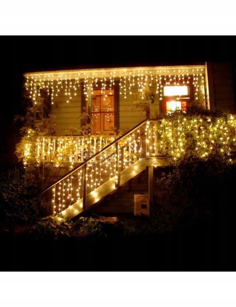 GRUBE SOPLE LAMPKI CHOINKOWE ZEWNĘTRZNE MOCNE KURTYNA ŚWIETLNA 500LED BIAŁY