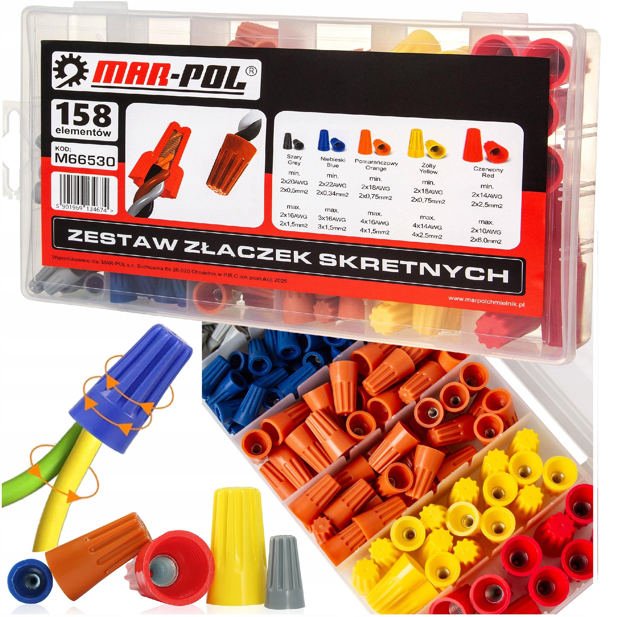 ZESTAW ZŁĄCZEK KABLOWYCH SKRĘTNYCH 158EL ELEKTRYCZNE KONEKTORY IZOLACJA