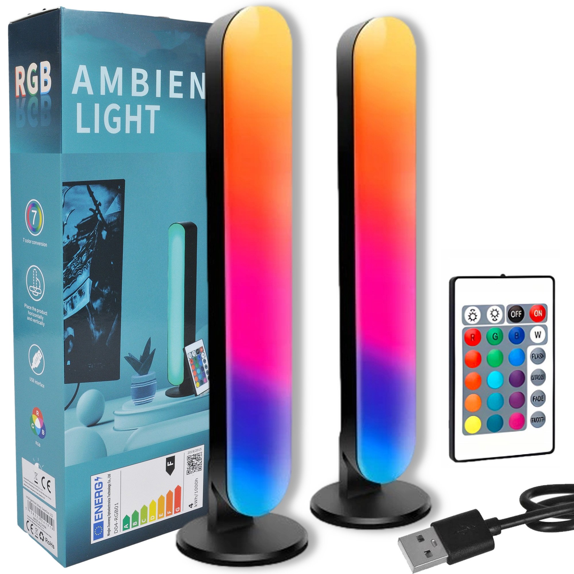 2x LISTWY ŚWIETLNE INTELIGENTNE DO TV PC LAMPKA LED NA BIURKO RGB GAMINGOWA
