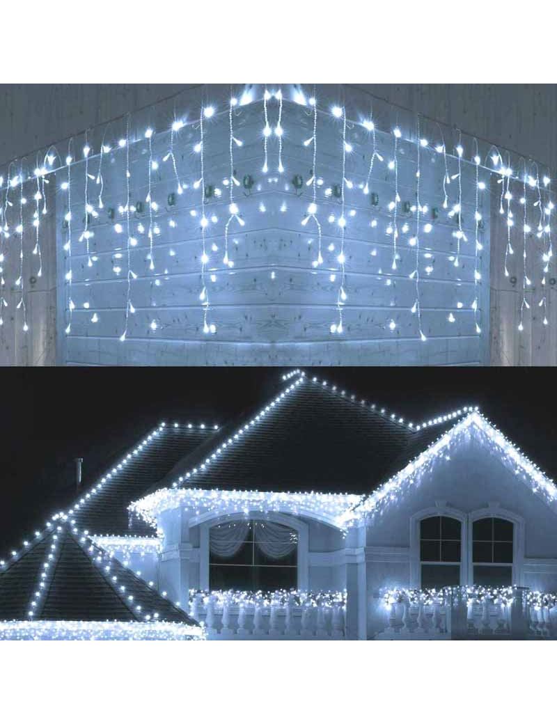 GRUBE SOPLE LAMPKI CHOINKOWE ZEWNĘTRZNE MOCNE KURTYNA ŚWIETLNA 500LED BIAŁY