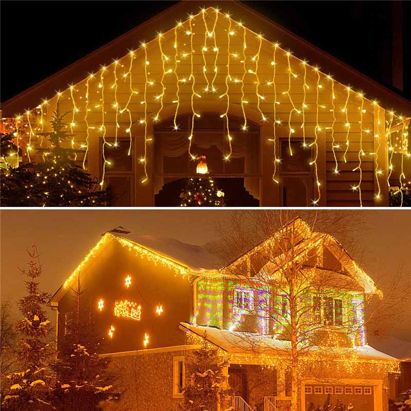 GRUBE SOPLE LAMPKI CHOINKOWE ZEWNĘTRZNE MOCNE KURTYNA ŚWIETLNA 500LED BIAŁY