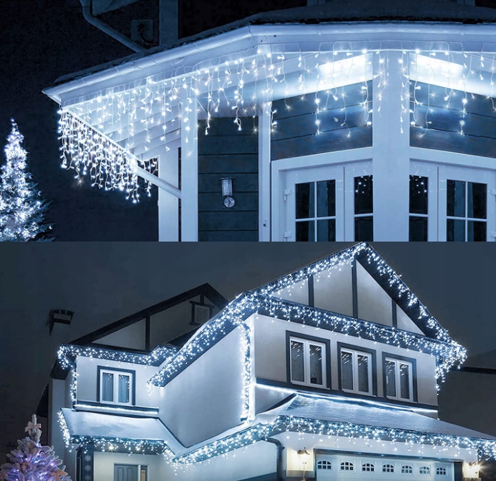 GRUBE SOPLE LAMPKI CHOINKOWE ZEWNĘTRZNE MOCNE KURTYNA ŚWIETLNA 500LED BIAŁY