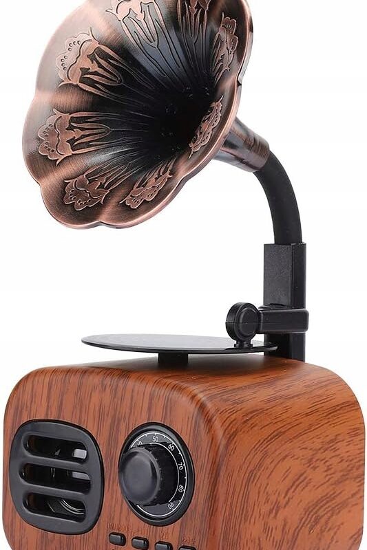 GRAMOFON RETRO BLUETOOTH RADIO SD USB GŁOŚNIK BEZPRZEWODOWY 1200MAH