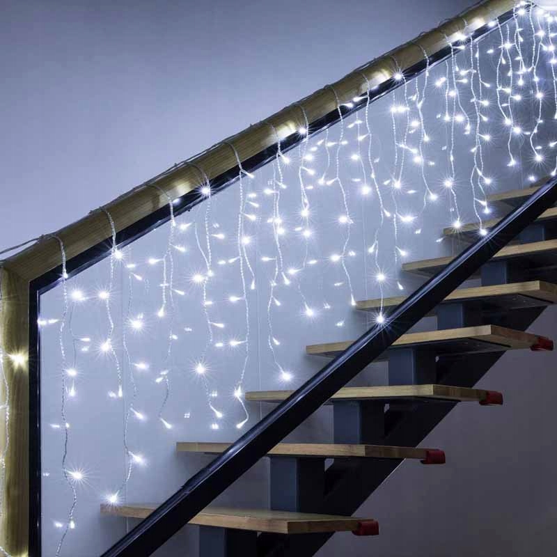 GRUBE SOPLE LAMPKI CHOINKOWE ZEWNĘTRZNE MOCNE KURTYNA ŚWIETLNA 500LED BIAŁY