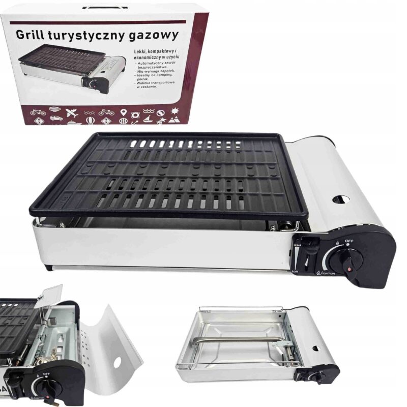 GRILL NA KARTUSZE GAZOWE TURYSTYCZNY PRZENOŚNY ZESTAW