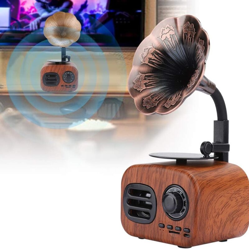 GRAMOFON RETRO BLUETOOTH RADIO SD USB GŁOŚNIK BEZPRZEWODOWY 1200MAH