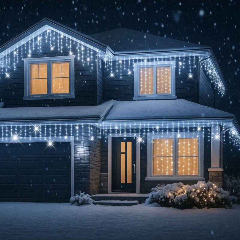 GRUBE SOPLE LAMPKI CHOINKOWE ZEWNĘTRZNE MOCNE KURTYNA ŚWIETLNA 500LED BIAŁY