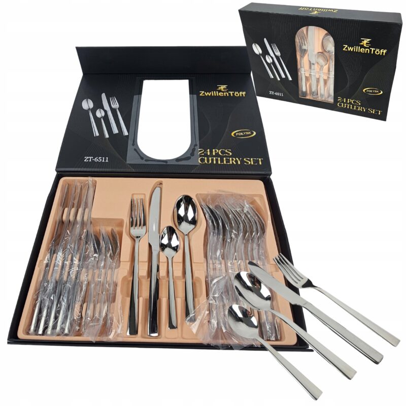 KOMPLET SZTUĆCÓW KUCHENNYCH 72 EL ZESTAW SZTUĆCE DLA 12 OSÓB POŁYSK WALIZKA