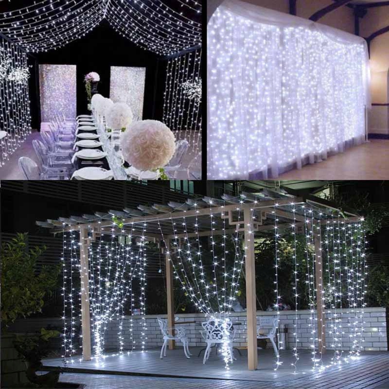 GRUBE SOPLE LAMPKI CHOINKOWE ZEWNĘTRZNE MOCNE KURTYNA ŚWIETLNA 500LED BIAŁY