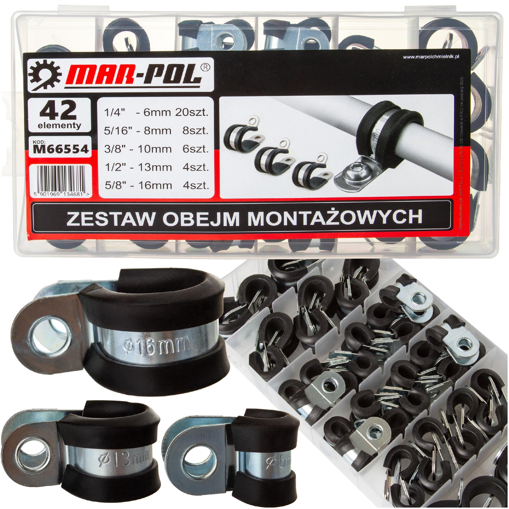 ZESTAW OBEJM MONTAŻOWYCH DO PODWIESZANIA RUR KABLI WĘŻY 42EL UCHWYTY HIT