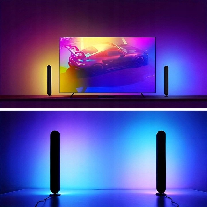 2x LISTWY ŚWIETLNE INTELIGENTNE DO TV PC LAMPKA LED NA BIURKO RGB GAMINGOWA