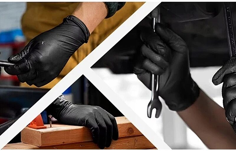 RĘKAWICE RĘKAWICZKI NiTRYLOWE ROBOCZE CZARNE MOCNE 50 szt porowate - M