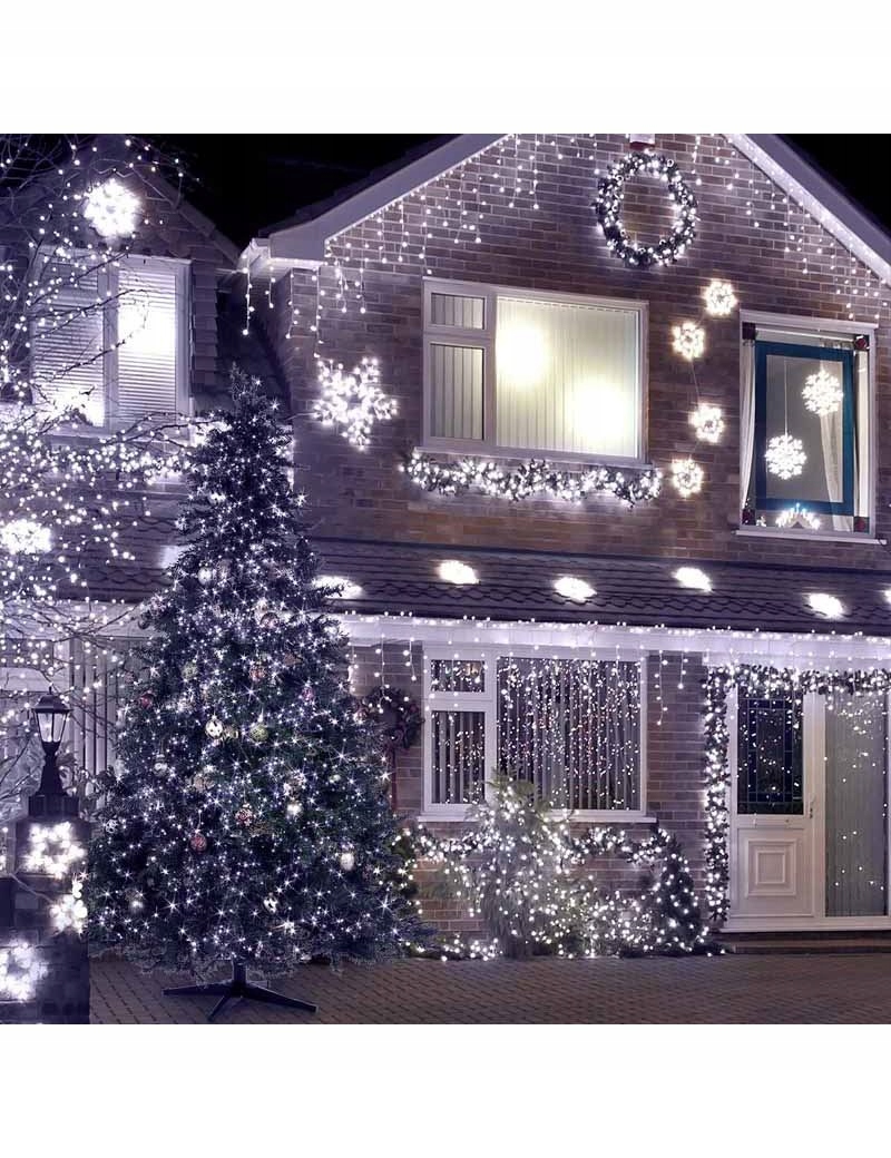 GRUBE SOPLE LAMPKI CHOINKOWE ZEWNĘTRZNE MOCNE KURTYNA ŚWIETLNA 500LED BIAŁY