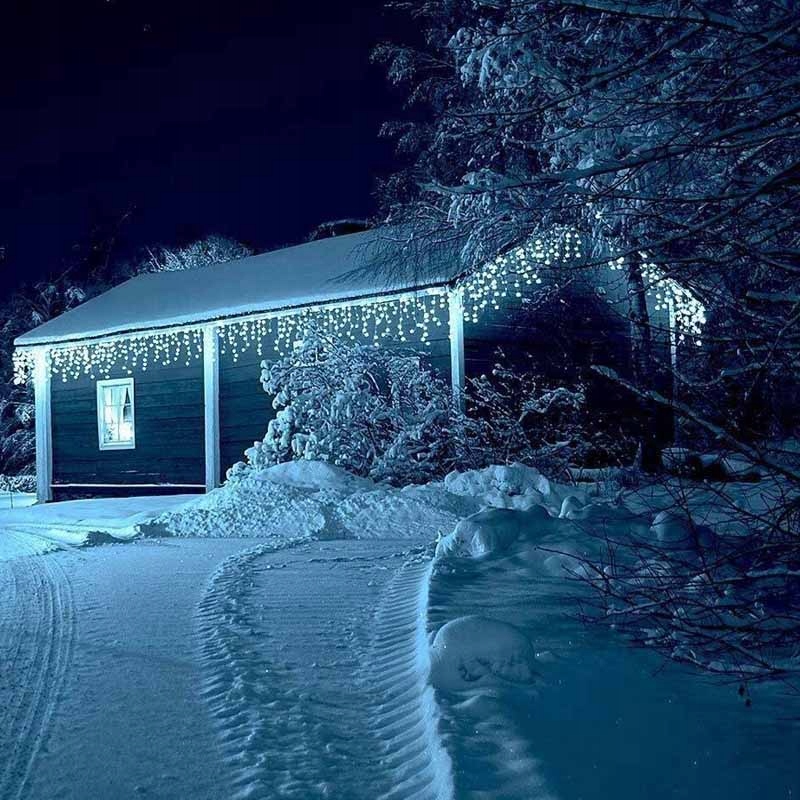 GRUBE SOPLE LAMPKI CHOINKOWE ZEWNĘTRZNE MOCNE KURTYNA ŚWIETLNA 500LED BIAŁY