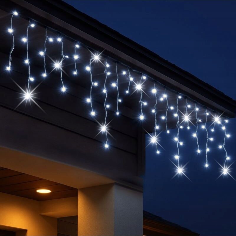 GRUBE SOPLE LAMPKI CHOINKOWE ZEWNĘTRZNE MOCNE KURTYNA ŚWIETLNA 500LED BIAŁY