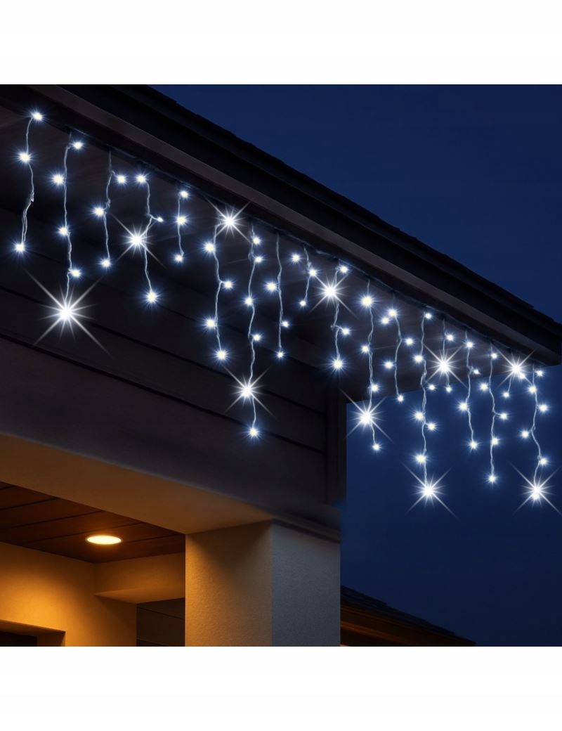 GRUBE SOPLE LAMPKI CHOINKOWE ZEWNĘTRZNE MOCNE KURTYNA ŚWIETLNA 500LED BIAŁY