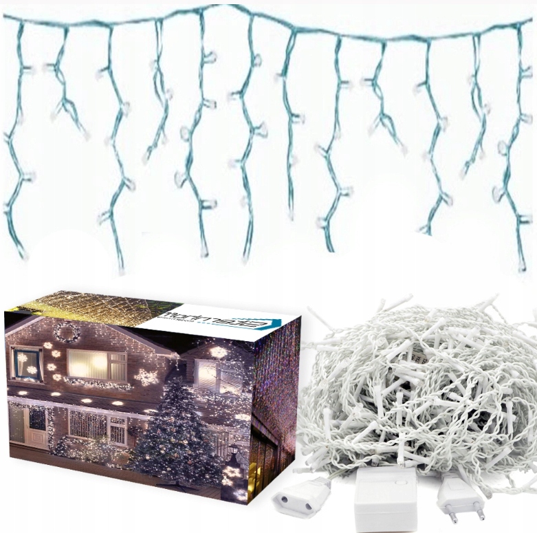 GRUBE SOPLE LAMPKI CHOINKOWE ZEWNĘTRZNE KURTYNA ŚWIETLNA IP44 500 LED MULTI
