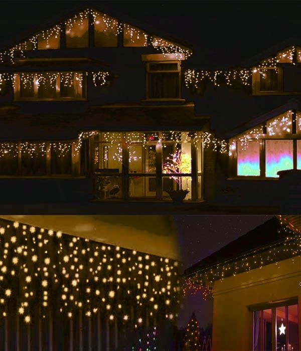 GRUBE SOPLE LAMPKI CHOINKOWE ZEWNĘTRZNE MOCNE KURTYNA ŚWIETLNA 500LED BIAŁY