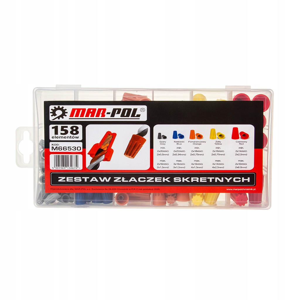 ZESTAW ZŁĄCZEK KABLOWYCH SKRĘTNYCH 158EL ELEKTRYCZNE KONEKTORY IZOLACJA