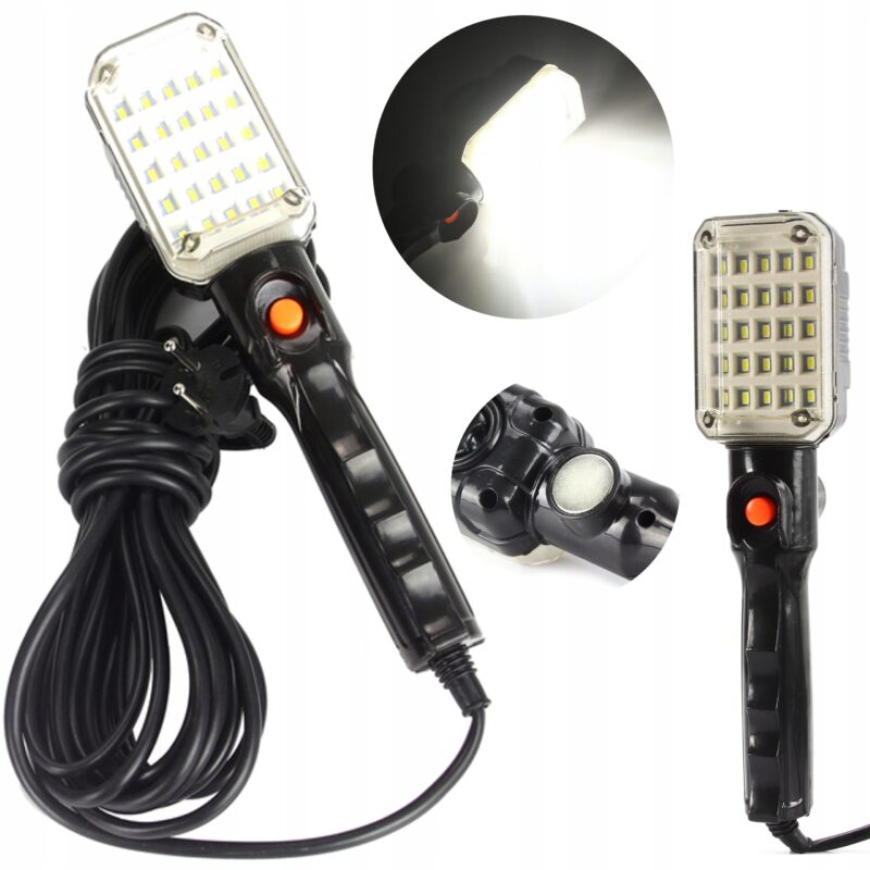LAMPA WARSZTATOWA KANAŁOWA 25 LED 230V Z HAKIEM I MAGNESEM ROBOCZA 7,5m