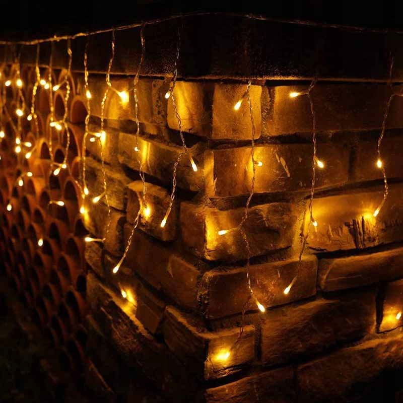 GRUBE SOPLE LAMPKI CHOINKOWE ZEWNĘTRZNE MOCNE KURTYNA ŚWIETLNA 500LED BIAŁY