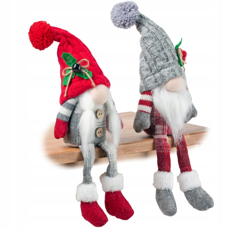OZDOBA ŚWIĄTECZNA BOŻE NARODZENIE PARA GNOMY DEKORACJA POD CHOINKĘ 2 SZTUKI