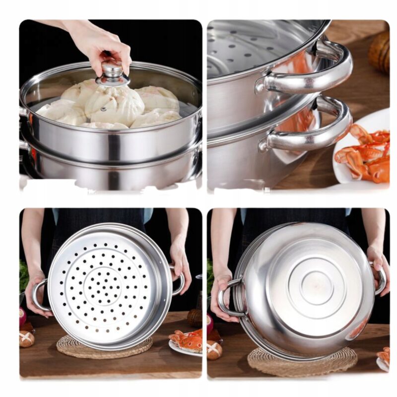 GARNEK PAROWNIK ZESTAW 5EL 24CM 6L STAL NIERDZEWNA DO GOTOWANIA NA PARZE