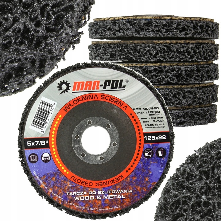 5x Tarcza Krążek Włóknina Do Usuwania Rdzy Włos 125mm X 22mm