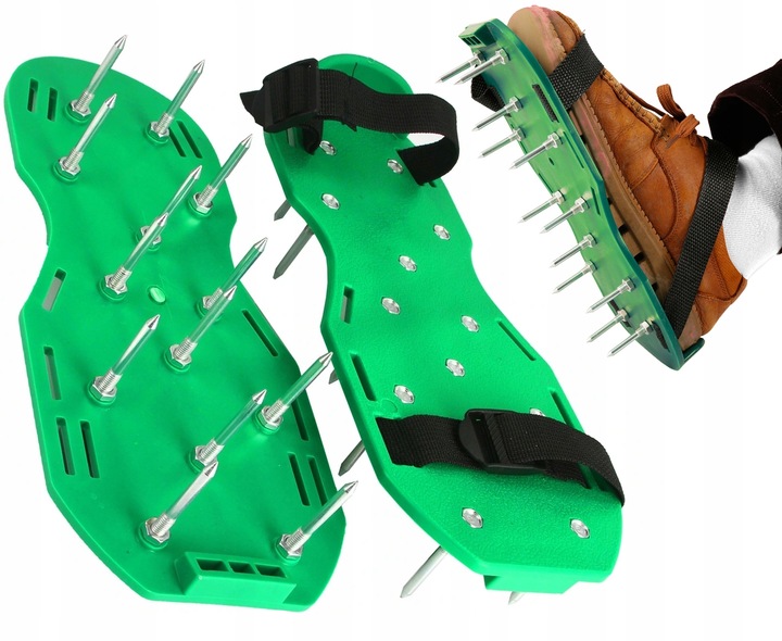 AERATOR SANDAŁOWY BUTY PODESZWY Z KOLCAMI DO WYLEWKI DO TRAWNIKÓW 2 PASKI