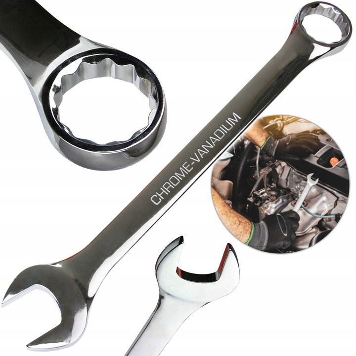 Klucz Oczkowo Płaski 24mm Crv Klucz Płasko-oczkowy Chromowany