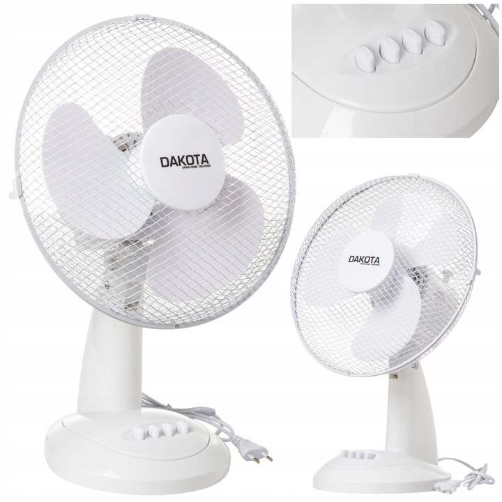 Mocny Wentylator Cichy Wiatrak Biurkowy Obrotowy 3 Tryby Oscylacja 35w 30cm