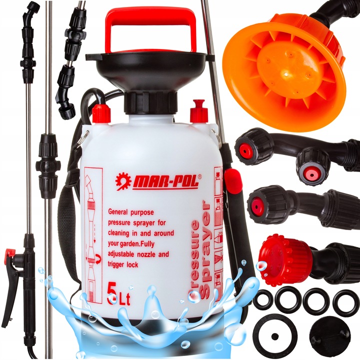 Opryskiwacz Ogrodowy 5l Długa Teleskopowa Lanca Komary Kleszcze Odkażania