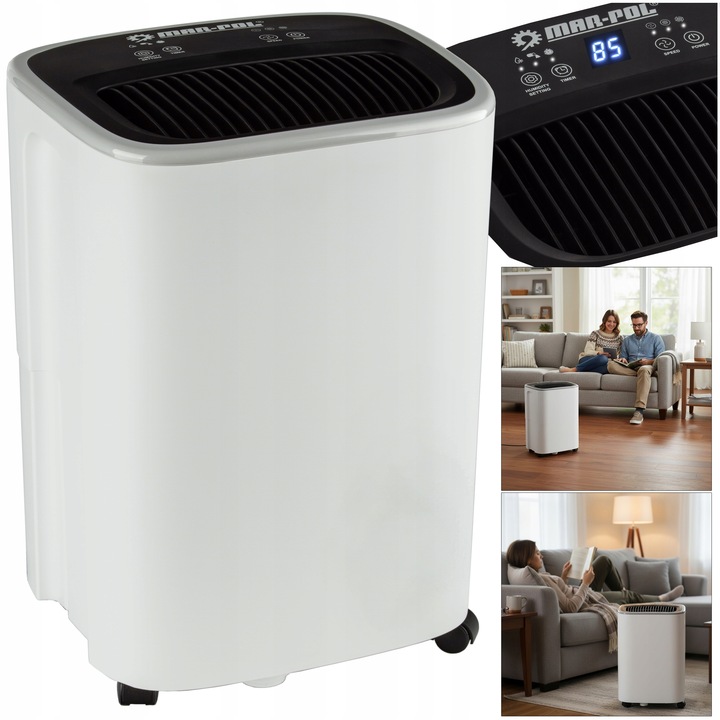 WYDAJNY OSUSZACZ POWIETRZA POCHŁANIACZ WILGOCI CICHY TIMER 12L/ MAR-POL