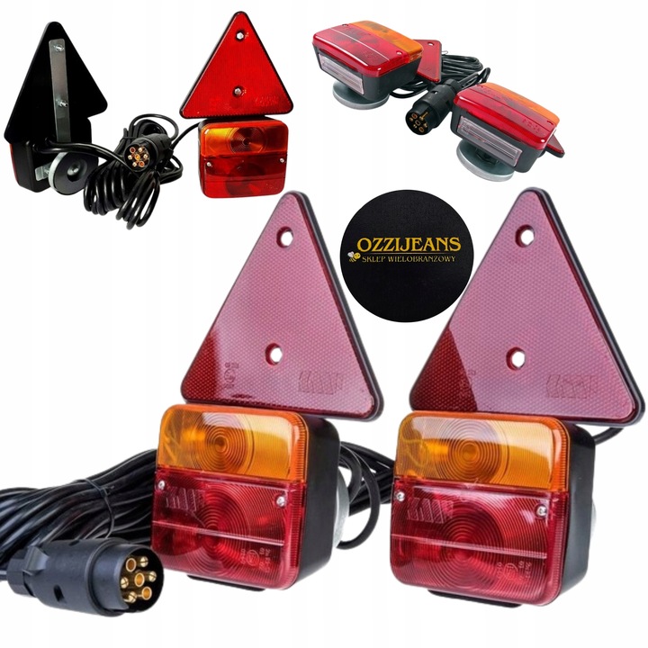 Zestaw Lamp Do Przyczepki Światła Tylne Trójkąt Homologacja E4 12v 7pin