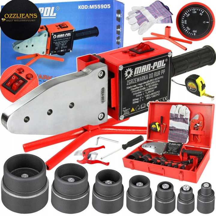 ZGRZEWARKA DO RUR PP 16–63 MM 2660W REGULACJA TEMP 50–300°C MATRYCE WLEP