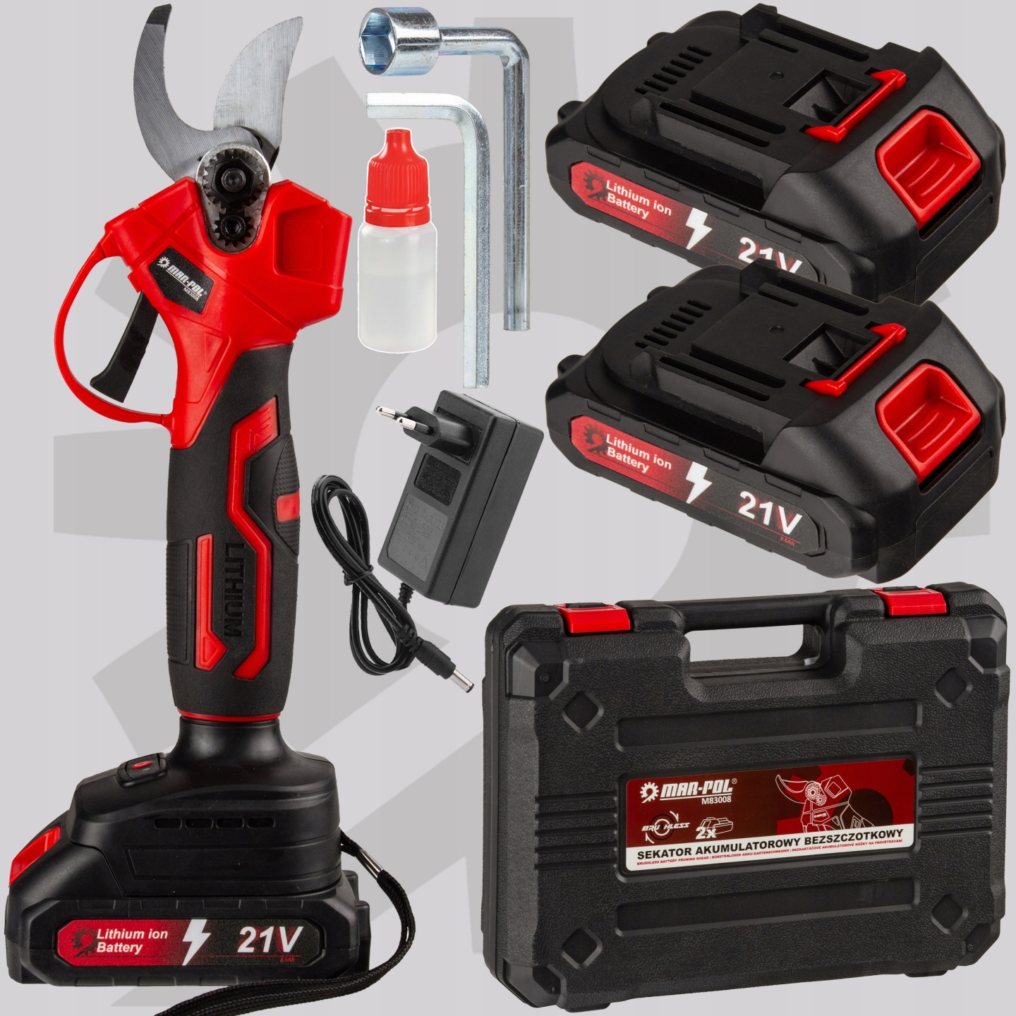 Sekator Akumulatorowy Nożyce Do Gałęzi Elektryczny Ogrodowy 2xaku 25mm Sk-5