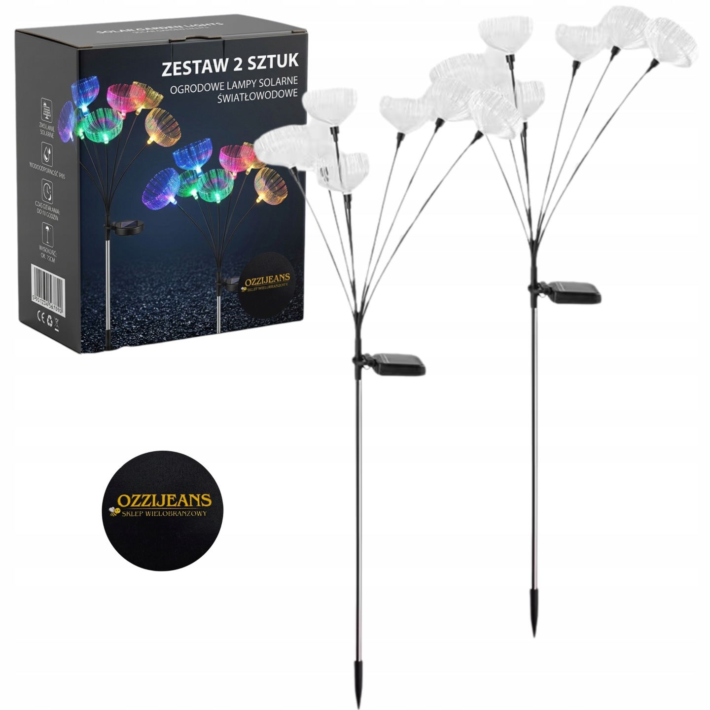 Lampa LED Ogrodowa Solarna Czujnik Zmierzchu 2szt Zestaw Lampki Dekoracyjne