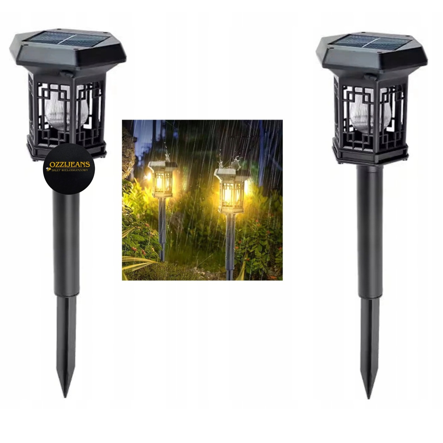 Lampa Solarna LED Ogrodowa Wbijana Czujnik Zmierzchu Do Ogrodu Latarnia